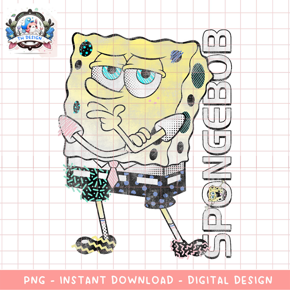 SpongeBob SquarePants Retro Graphic Print SpongeBob png, digital download, instant .png