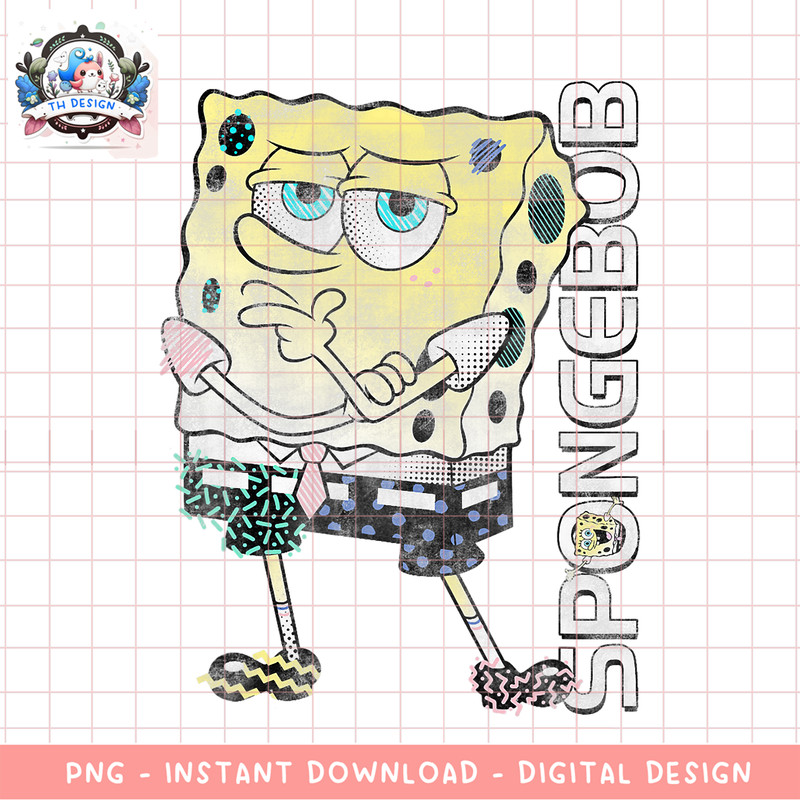 SpongeBob SquarePants Retro Graphic Print SpongeBob png, digital download, instant .png