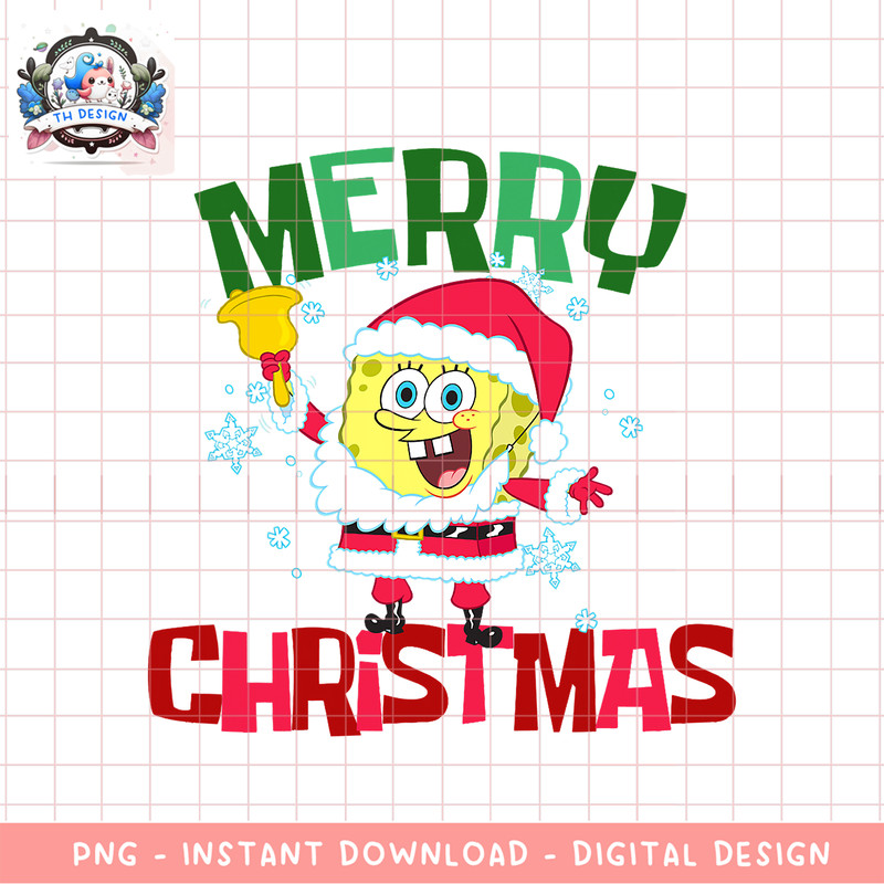 SpongeBob SquarePants Santa Outfit Merry Christmas png, digital download, instant .png