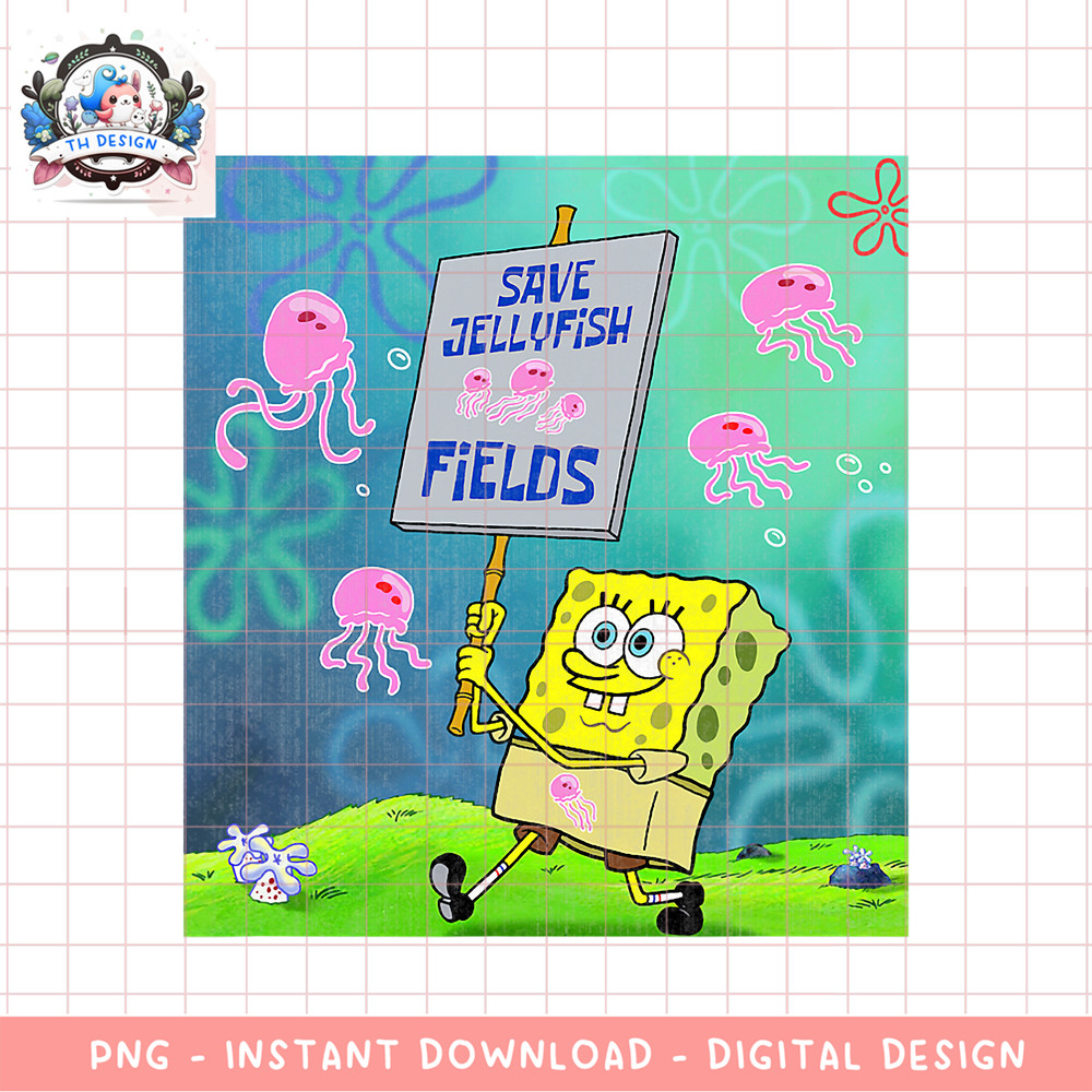 SpongeBob SquarePants Save Jellyfish Fields png, digital download, instant .png