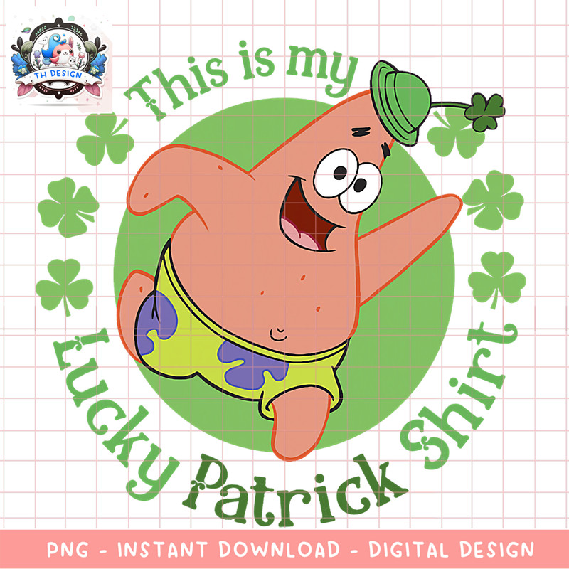 SpongeBob SquarePants St. Patrick_s Day Lucky Patrick Shirt png, digital download, instant .png