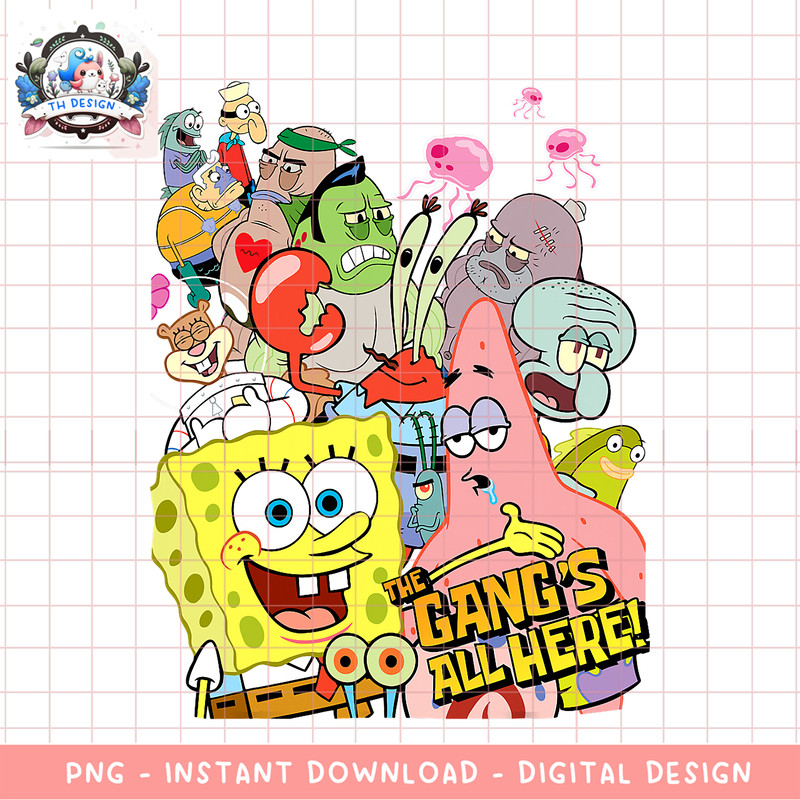 SpongeBob SquarePants The Gangs All Here! png, digital download, instant .png