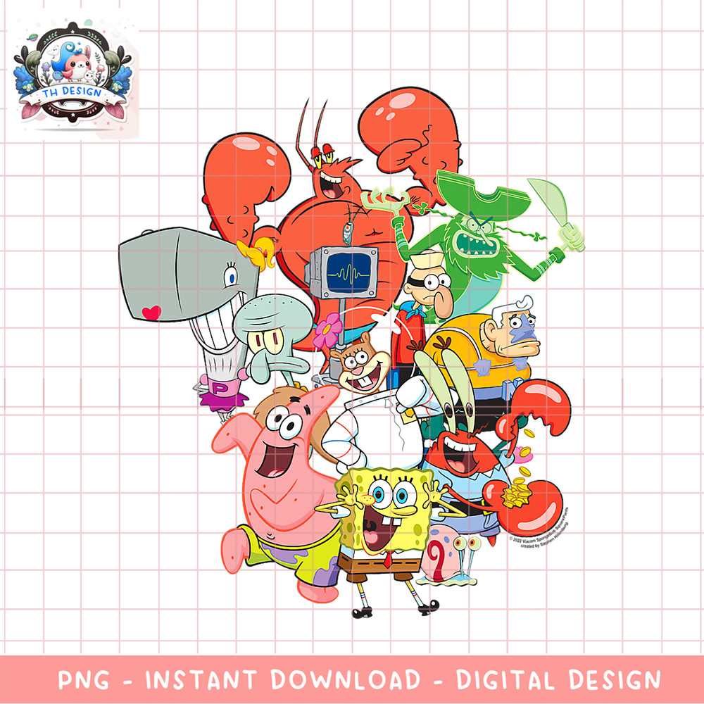 SpongeBob SquarePants The Whole Gang png, digital download, instant .png