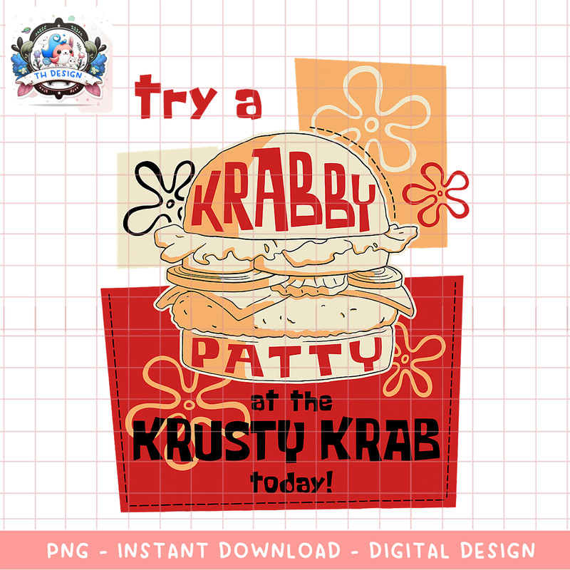 SpongeBob SquarePants Try A Krabby Patty At The Krusty Krab png, digital download, instant .png
