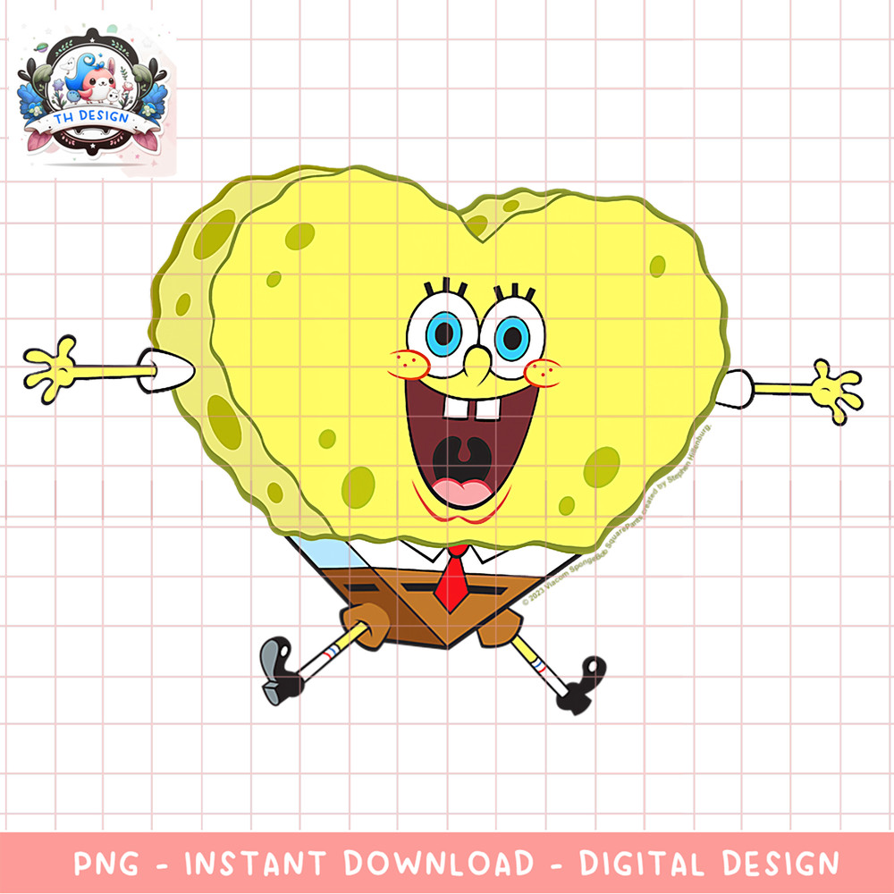 SpongeBob SquarePants Valentine_s Day Heart Shaped Sponge png, digital download, instant .png