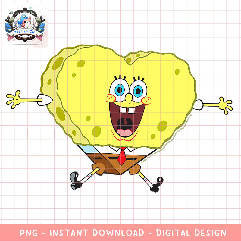 SpongeBob SquarePants Valentine_s Day Heart Shaped Sponge png, digital download, instant .png
