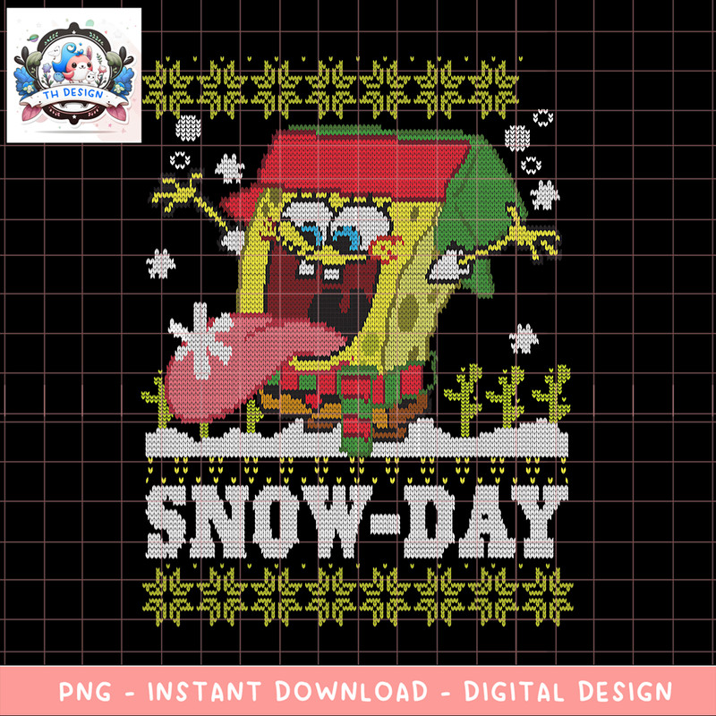 SpongeBob Ugly Christmas Sweater Snow-Day T- Shirts .png