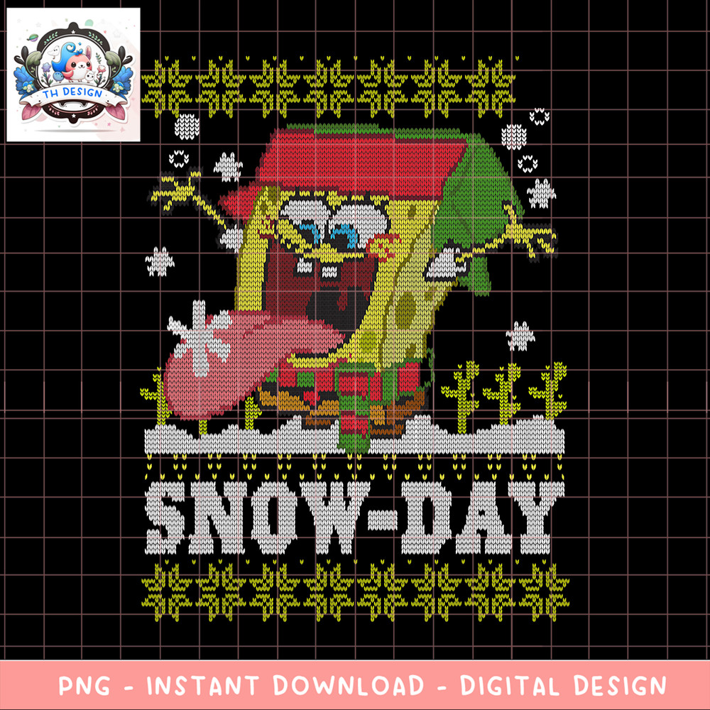 Spongebob Ugly Xmas Sweaters Snow-Day png, digital download, instant .png