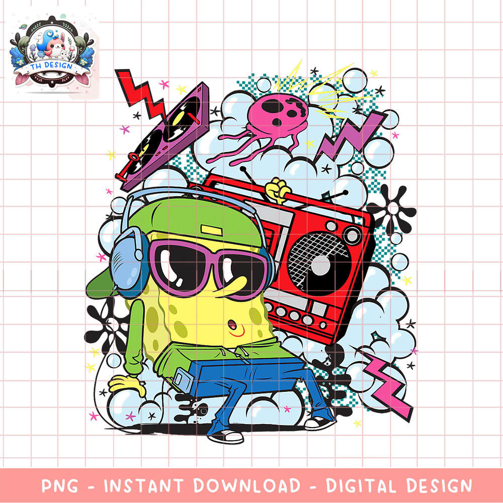 Spongebob With Boombox png, digital download, instant .png