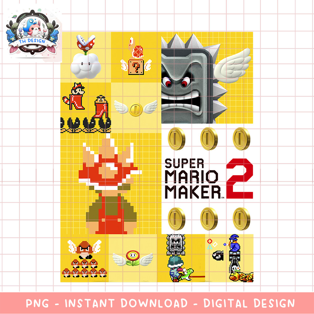 Super Mario Maker 2 Character Gameplay Panel Logo png, digital download, instant .png