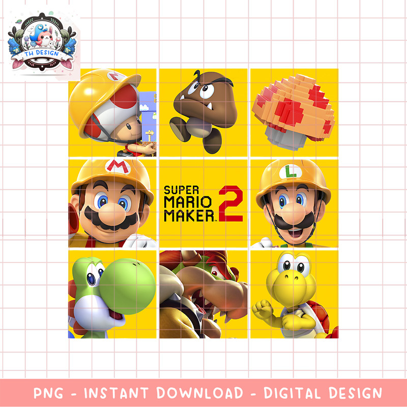Super Mario Maker 2 Character Logo Box Grid Panel png, digital download, instant .png