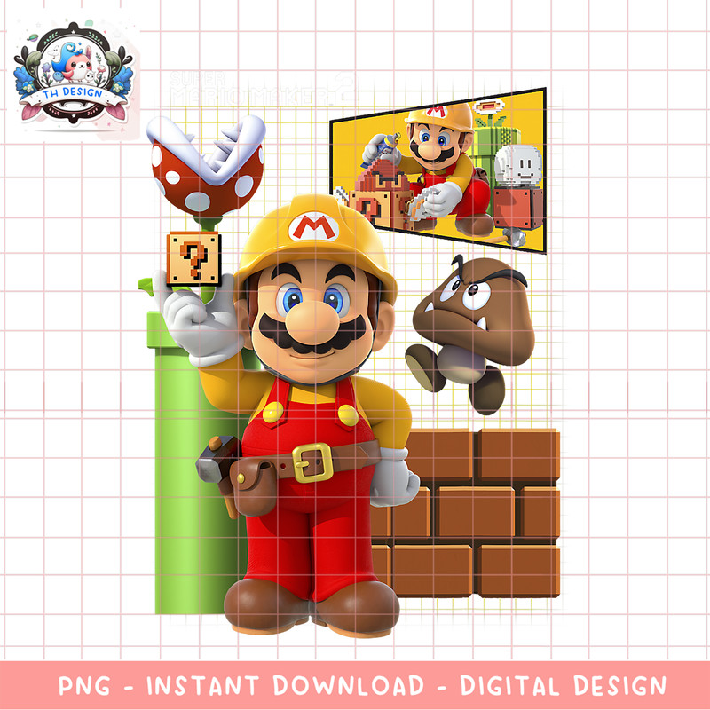 Super Mario Maker 2 Game Play Portrait Grid Background png, digital download, instant .png