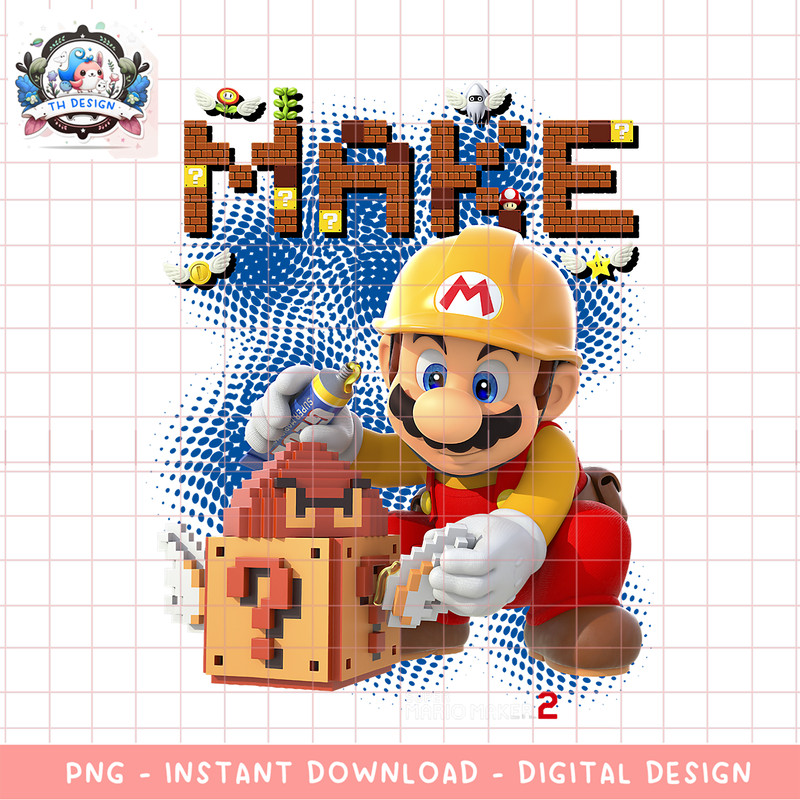 Super Mario Maker 2 Mario Block Building Make Portrait png, digital download, instant .png