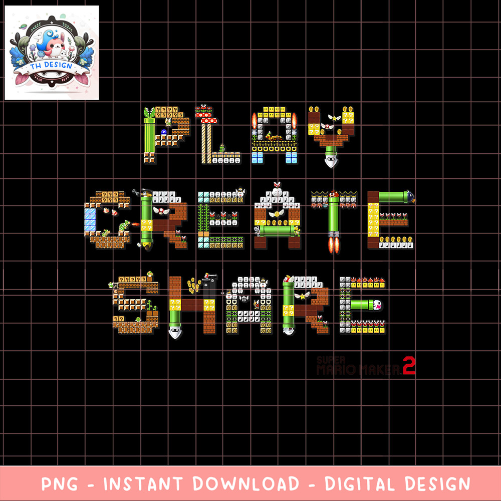 Super Mario Maker 2 Play Create Share Block Build-Up png, digital download, instant .png