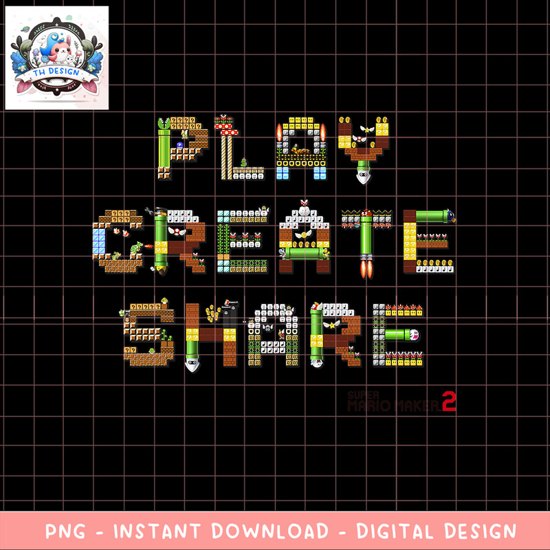 Super Mario Maker 2 Play Create Share Block Build-Up png, digital download, instant .png