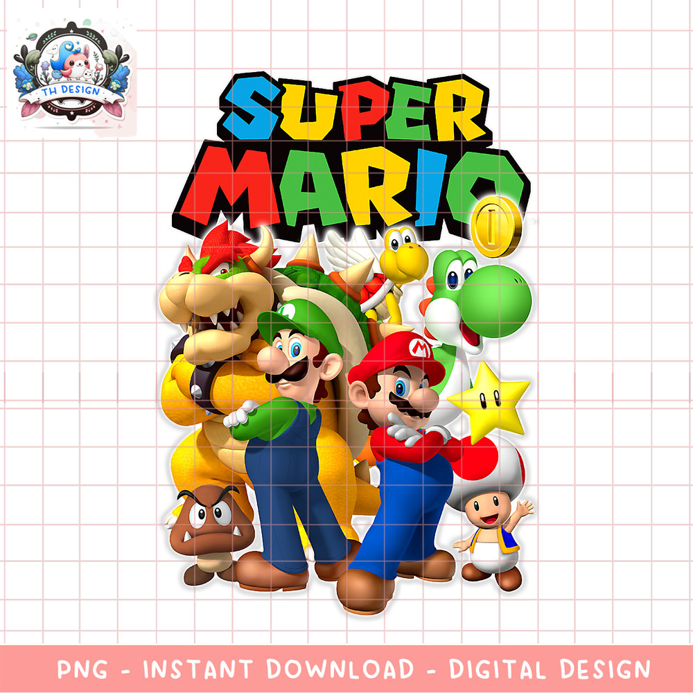 Super Mario Originals Group Shot png, digital download, instant .png