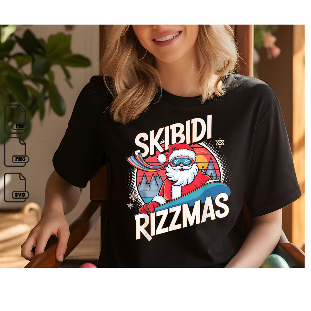 Skibidi Rizzmas Funny Santa Snowboarding Xmas Christmas Svg Christmas Svg Christmas Gift Svg Instan 0