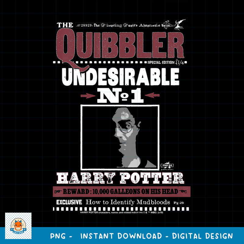 Kids Harry Potter The Quibbler Undesirable Number 1 png, digital download .jpg