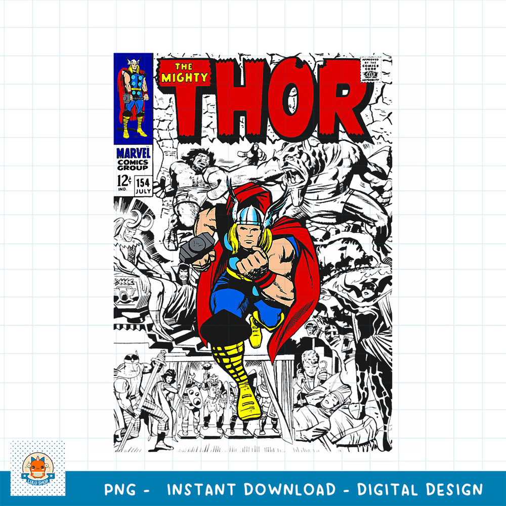 Marvel The Mighty Thor Retro Classic Comic Graphic png, digital download png, digital download .jpg