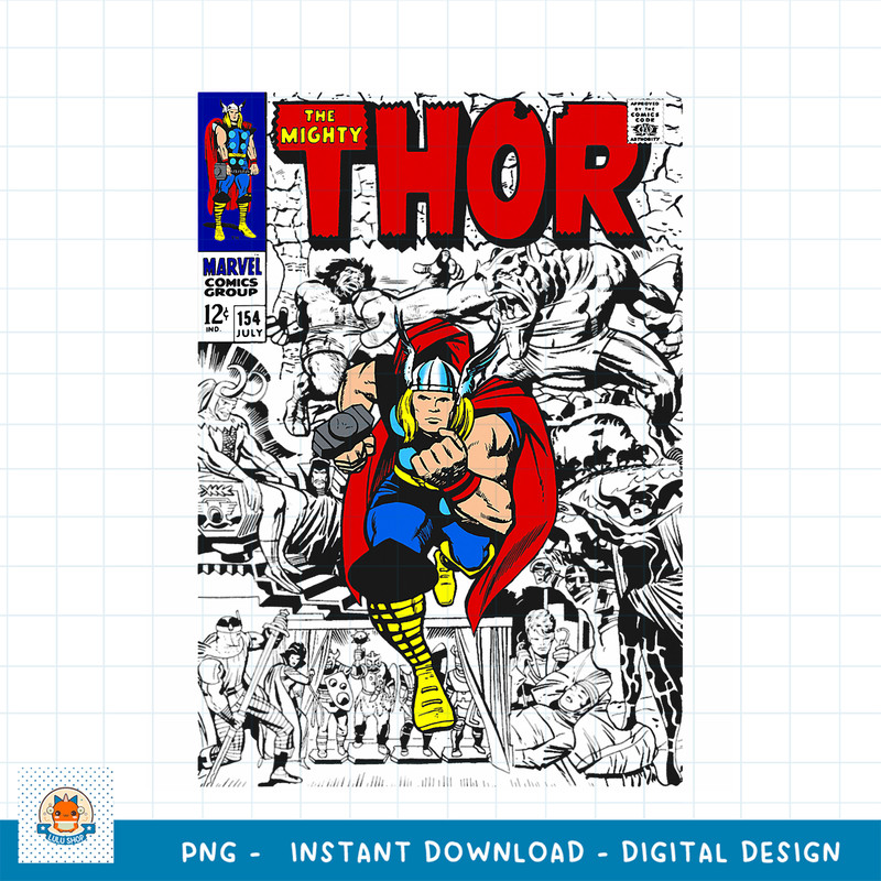 Marvel The Mighty Thor Retro Classic Comic Graphic png, digital download png, digital download .jpg