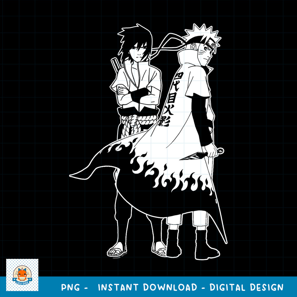 Naruto Shippuden Naruto and Sasuke Outline png, digital download .jpg