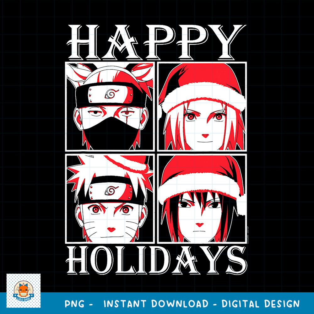 Naruto Shippuden Happy Holidays Characters png, digital download .jpg