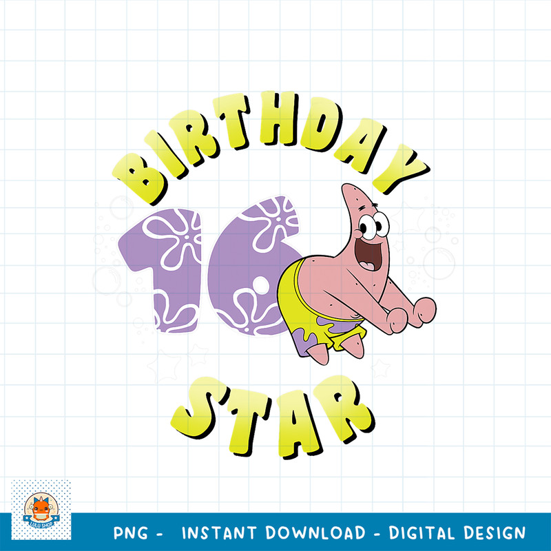 Nickelodeon SpongeBob SquarePants Patrick Star 16th Birthday png, digital download .jpg