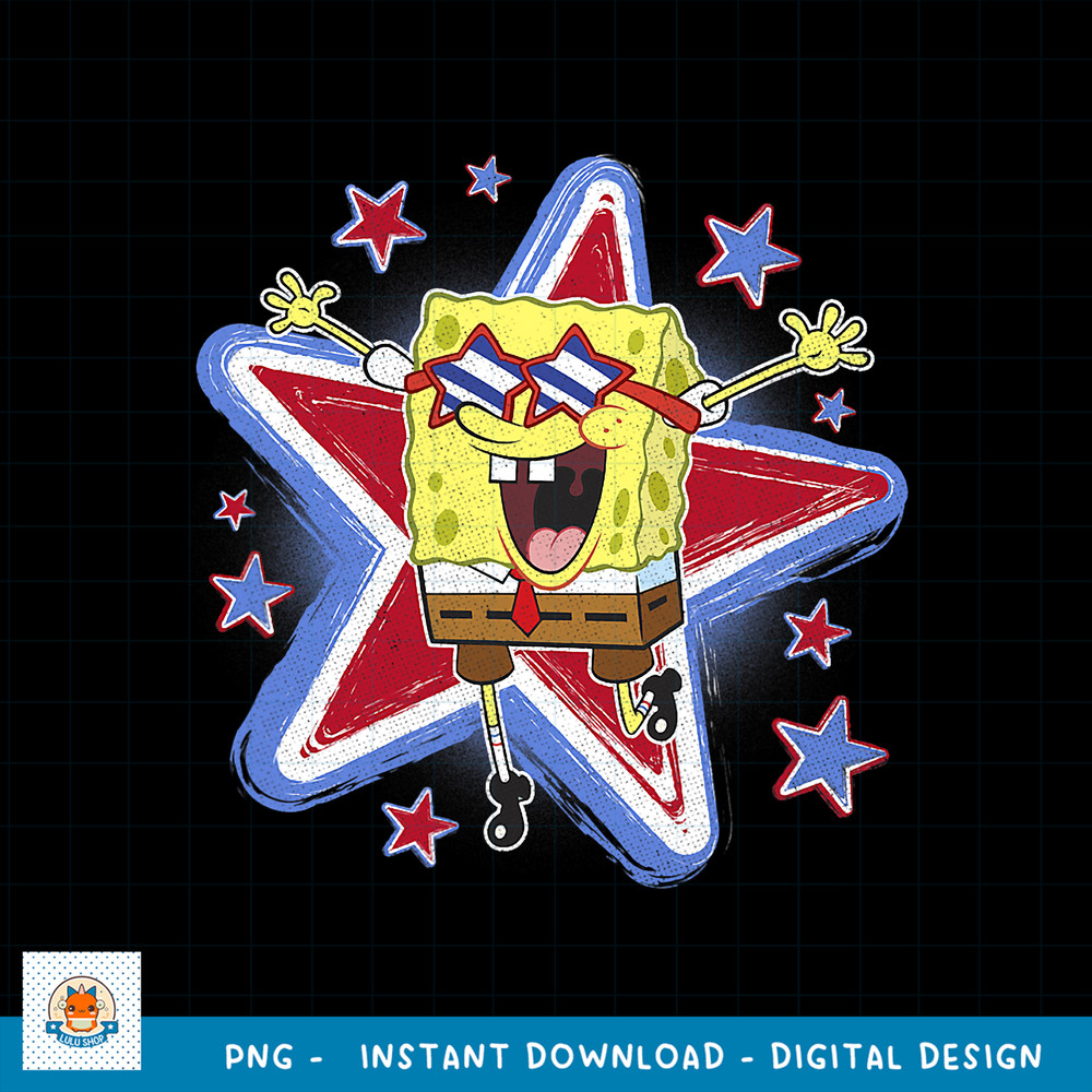 SpongeBob SquarePants 4th Of July SpongeBob Stars png, digital download .jpg