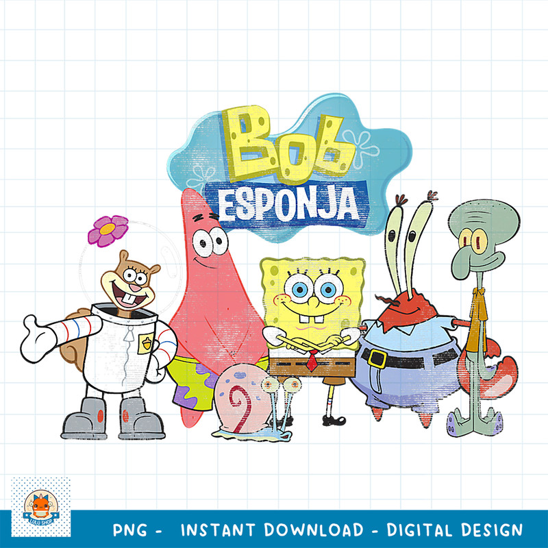 SpongeBob SquarePants Bob Esponja Happy Group Shot png, digital download .jpg