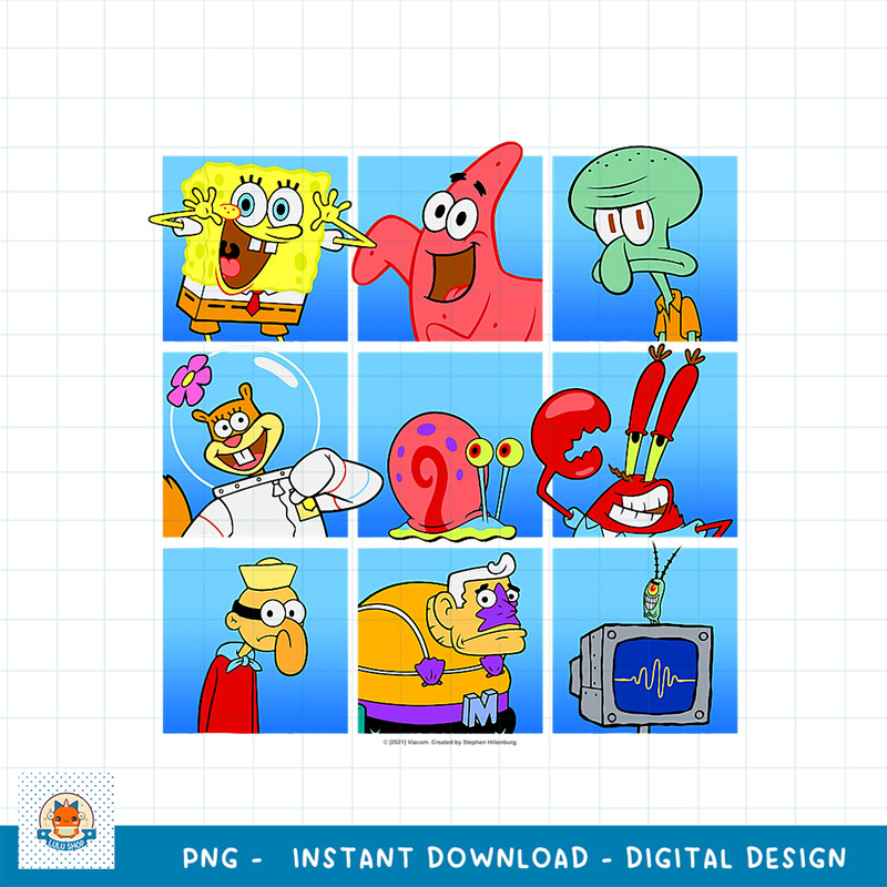 SpongeBob SquarePants Group Character Box-Up png, digital download .jpg