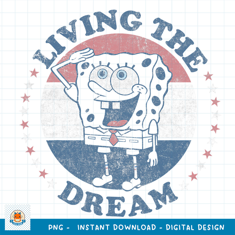 SpongeBob SquarePants Living The Dream png, digital download .jpg