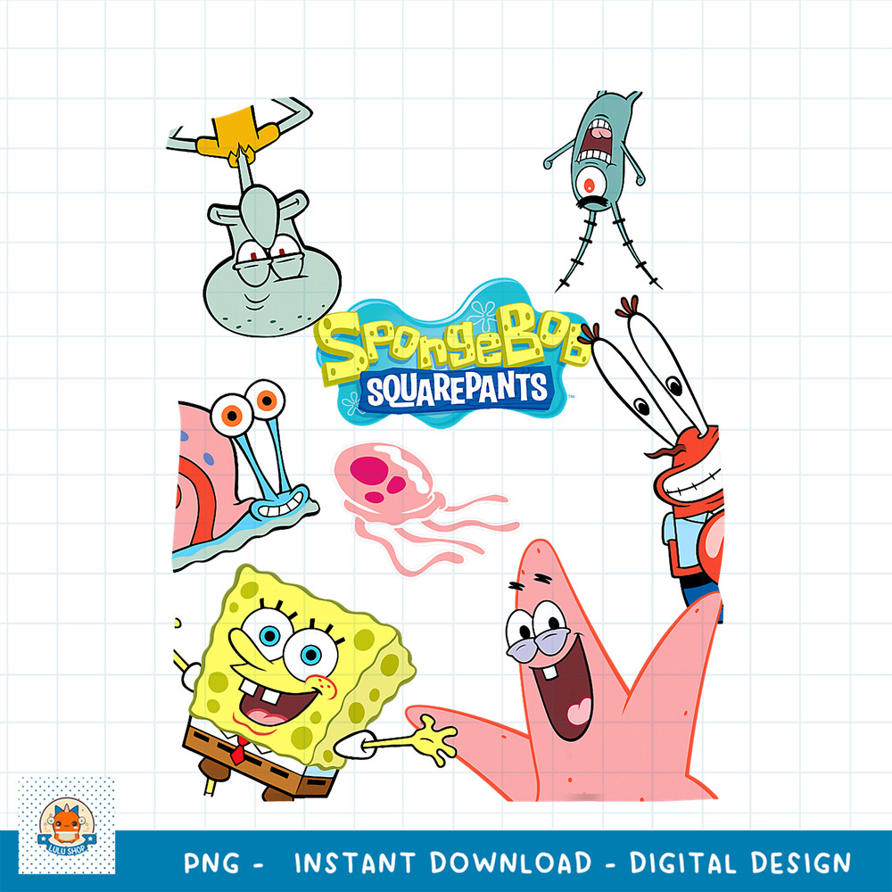 Spongebob Squarepants Logo With Friends png, digital download .jpg