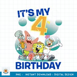 SpongeBob SquarePants It_s My 4th Birthday Group Shot png, digital download