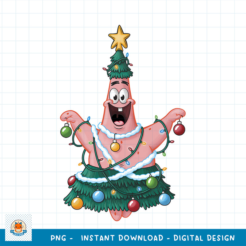 Spongebob Squarepants Patrick Star Christmas Tree png, digital download .jpg