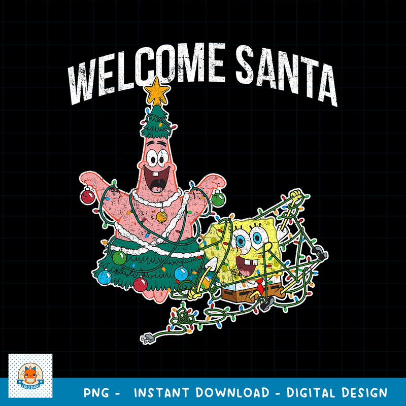 Spongebob Squarepants Patrick Star Welcome Santa Christmas png, digital download .jpg