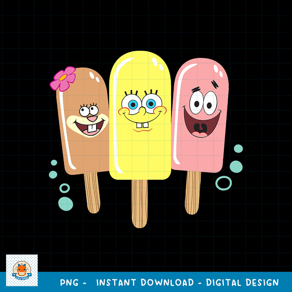 SpongeBob SquarePants Sandy Patrick Ice Cream Pals Happy png, digital download .jpg