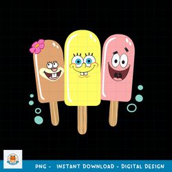 spongebob squarepants sandy patrick ice cream pals happy png, digital download