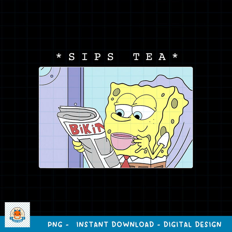 SpongeBob SquarePants Sips Tea Meme png, digital download .jpg