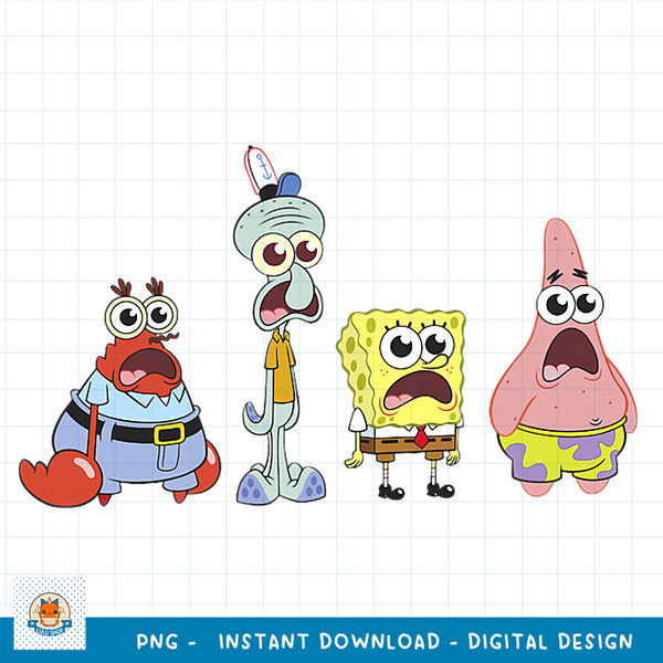 SpongeBob SquarePants SpongeBob Cast Group Stare png, digital download .jpg