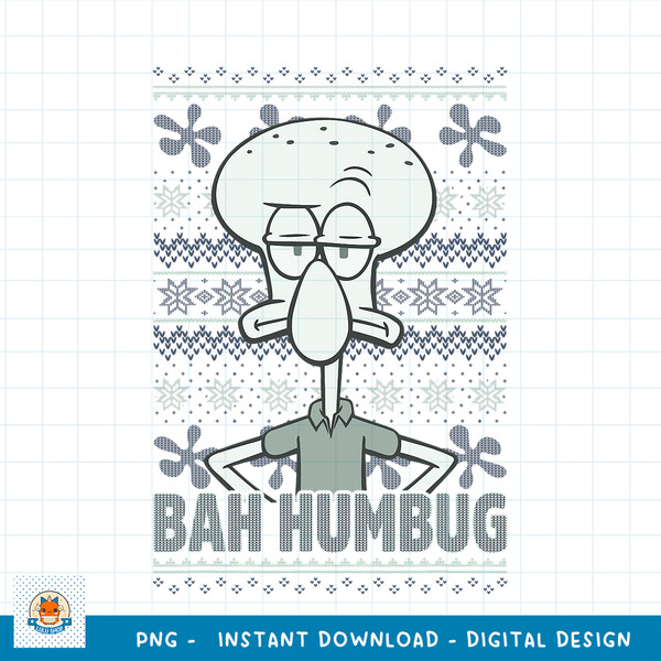 SpongeBob SquarePants Squidward Bah Humbug Christmas png, digital download .jpg