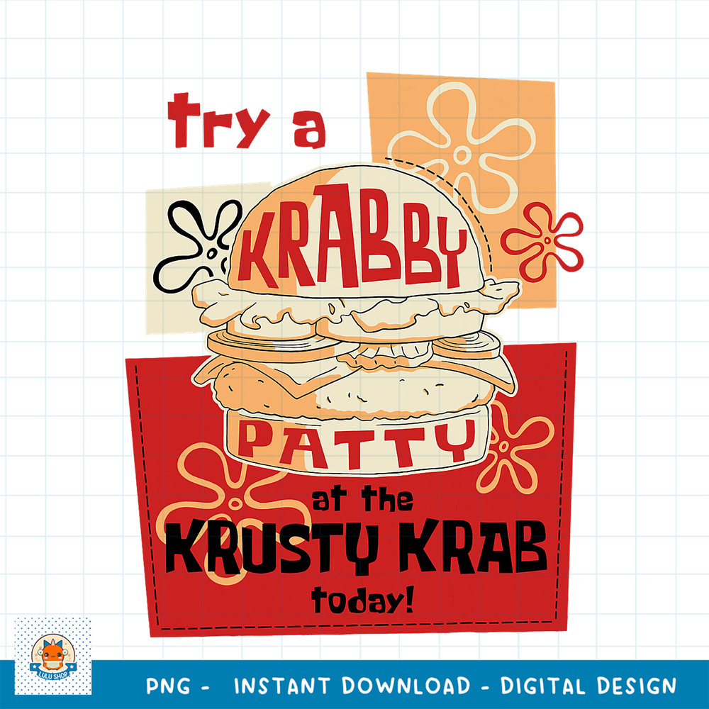 SpongeBob SquarePants Try A Krabby Patty At The Krusty Krab png, digital download .jpg