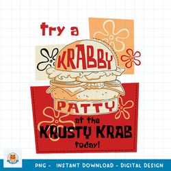 SpongeBob SquarePants Try A Krabby Patty At The Krusty Krab png, digital download