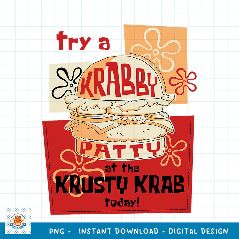 SpongeBob SquarePants Try A Krabby Patty At The Krusty Krab png, digital download .jpg