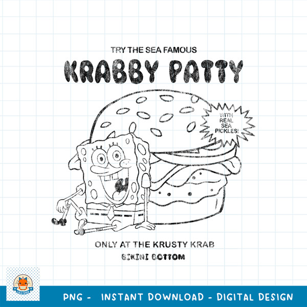SpongeBob SquarePants Try The Sea Famous Krabby Patty png, digital download .jpg