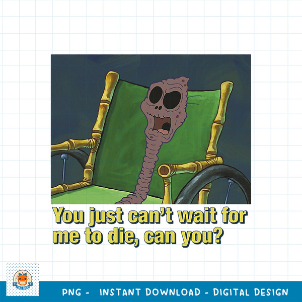 SpongeBob SquarePants Wait to Die Skeleton in Wheelchair png, digital download .jpg