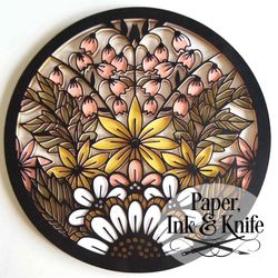 doodle garden mandala papercut shadowbox template, 3d layered design, diy instant download, machine or hand cut svg, dxf