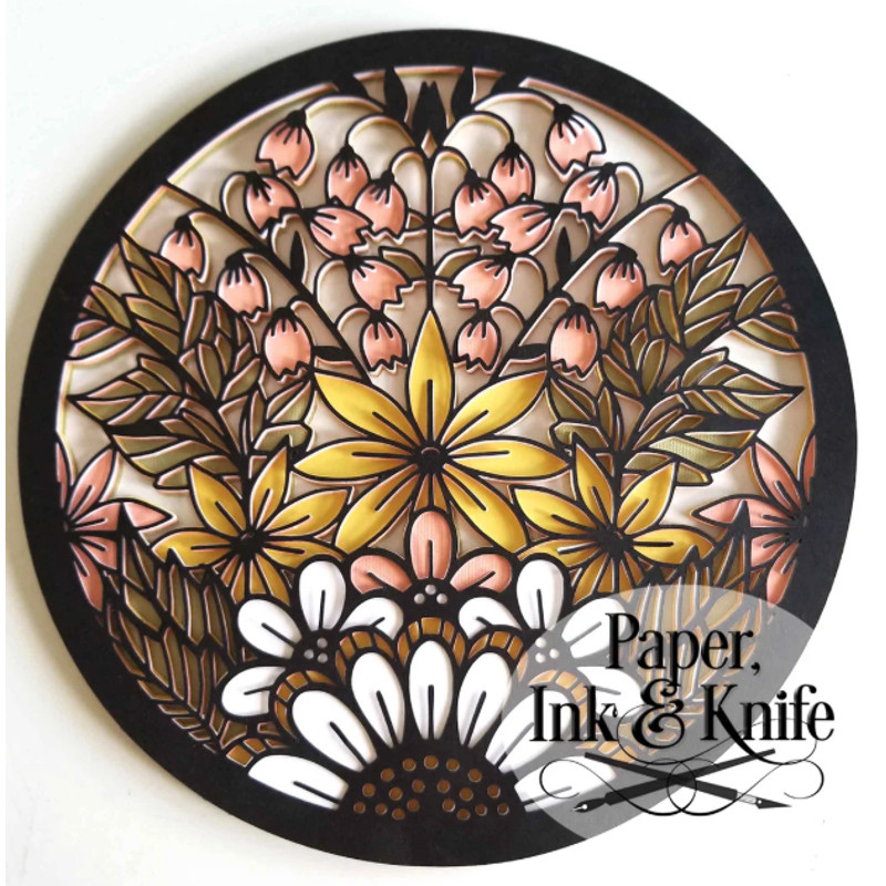 Doodle Garden Mandala Papercut Shadowbox Template 3D Layered Design DiY Instant Download Machine Or 0