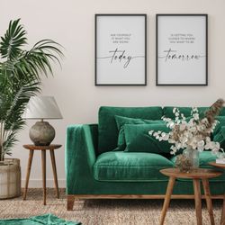 ask yourself printable, home wall decor, set of 2 prints, inspirational quotes, minimalist decor, office wall decor, mot