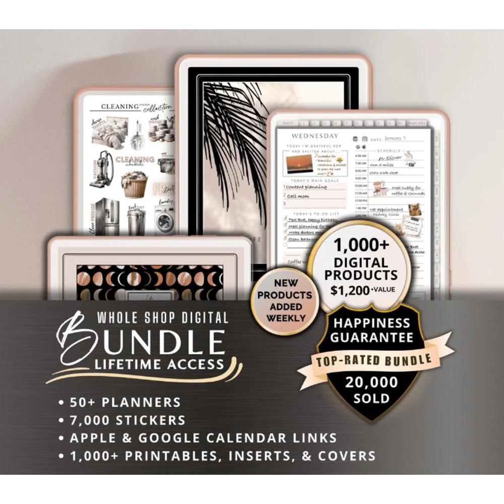 Digital Planner Digital Sticker Whole Shop Bundle Budget Fitness Notebook Goal Meal Planning For IP 0