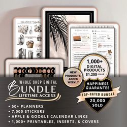 digital planner digital sticker whole shop bundle budget fitness notebook goal meal planning for ipads phones tablets go